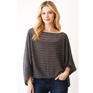EASEL WOMEN'S DARK TAUPE BATWING TOP SIZE S